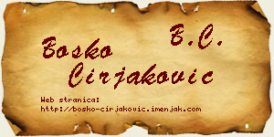 Boško Ćirjaković vizit kartica
